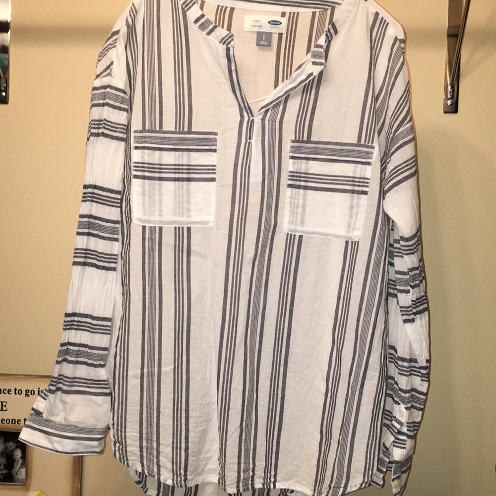 Navy and white striped tunic